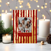 フォイルクリスマスカードテンプレートファミリー2枚の写真 箔シーズンカード