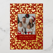 フォイルクリスマスカードテンプレートフォトフラワーテクスチャ 箔シーズンカード (正面)