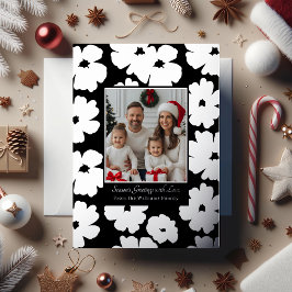 フォイルクリスマスカードテンプレート写真ホリデーフローラ 箔シーズンカード