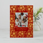 フォイルクリスマスカードテンプレート写真ホリデーレッド 箔シーズンカード (立ち正面)