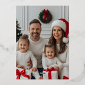 フォイルクリスマスカードテンプレート写真ホリデーレッド 箔シーズンカード (裏面)