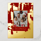 フォイルクリスマスカードテンプレート2フォト抽象芸術赤 箔シーズンカード (正面)