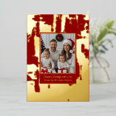 フォイルクリスマスカードテンプレート2フォト抽象芸術赤 箔シーズンカード (立ち正面)