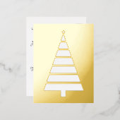 フォイルクリスマスツリーシンプル、デザイン 箔シーズンポストカード (正面/裏面)