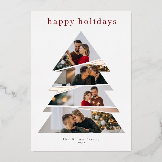 フォイルクリスマスツリーホリデーカード 箔シーズンカード (正面)