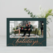 フォイルグリーンエレガントフローリッシュスクリプトホリデーカード 箔シーズンカード (立ち正面)