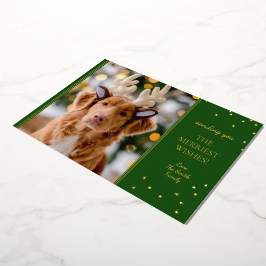 フォイルグリーン金ゴールド写真 箔シーズンカード (回転した状態)