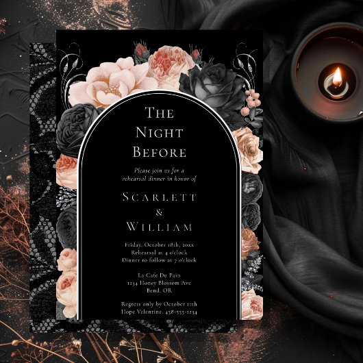 フォイルゴシックヴィンテージ結婚アーチ前夜 箔招待状