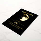 フォイルゴールデンムーン誕生日の招待 箔招待状 (回転した状態)