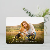 フォイルスクリプト |写真卒業のお知らせ 箔招待状 (立ち正面)