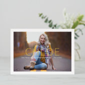 フォイルスタイリッシュミニマルフォト卒業発表 箔招待状 (立ち正面)