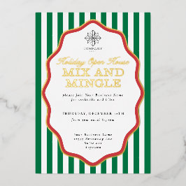 フォイルストライプウェーブビジネスホリデーパーティー招待状 箔招待状