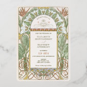 フォイルストレリツィア結婚式招待状新しいミュシャ 箔招待状 (正面)