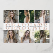 フォイルセンターストライプ |写真卒業のお知らせ 箔招待状 (正面)