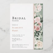 フォイルダスティーバラ金ゴールドセージモダンブライダルシャワー 箔招待状 (正面)