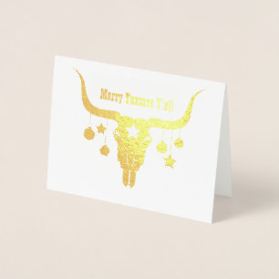 フォイルテキサス州ロングホーンChristmas Greeting Card 箔カード