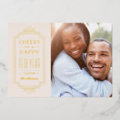 フォイルデコニューイヤーズホリデーカード – アイボリー 箔招待状 (正面)