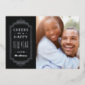 フォイルデコニューイヤーズホリデーカード – 石板 箔招待状 (正面)