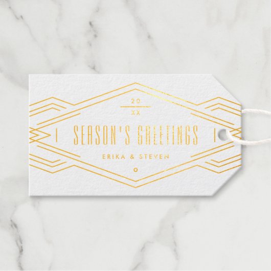 フォイルデコバンドヴィンテージホリデーフォトギフトラベル ギフトタグ (正面 (横))