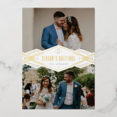 フォイルデコバンド2 – フォトホリデーカード – 白 箔招待状 (正面)