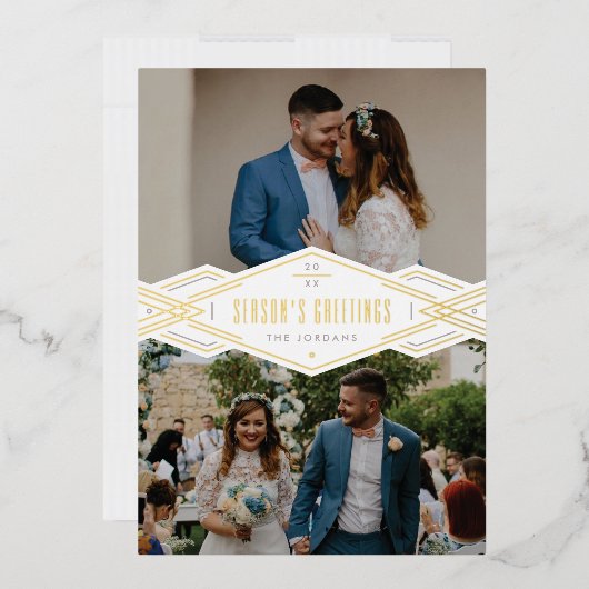 フォイルデコバンド2 – フォトホリデーカード – 白 箔招待状 (封筒)