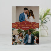 フォイルデコバンド2 – フォトホリデーカード – 赤 箔招待状 (立ち正面)