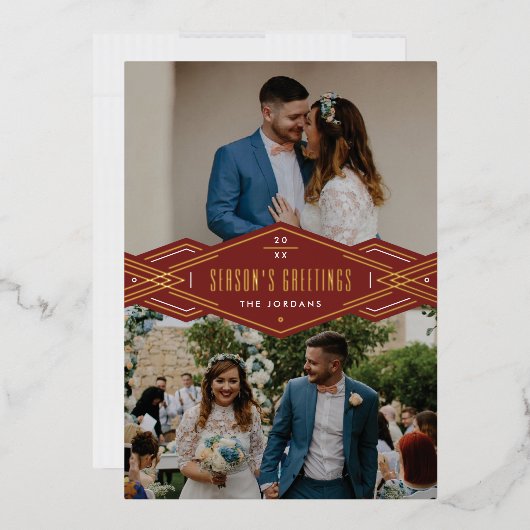 フォイルデコバンド2 – フォトホリデーカード – 赤 箔招待状 (封筒)