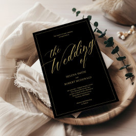 フォイルド黒結婚式招待状-モダン招待状 箔招待状