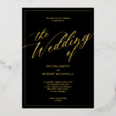 フォイルド黒結婚式招待状-モダン招待状 箔招待状 (正面)