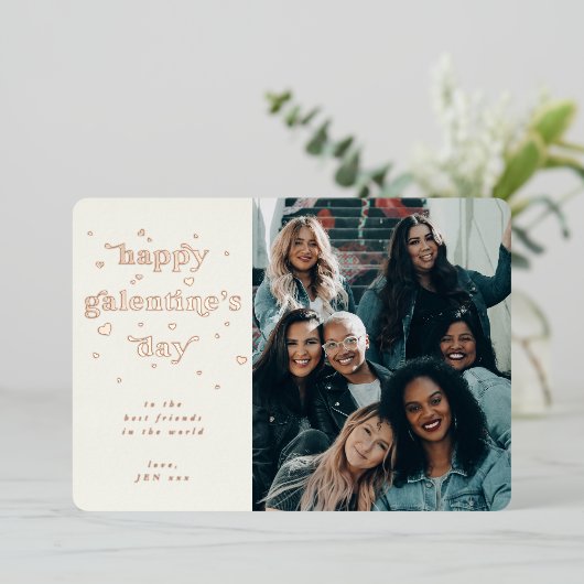 フォイルハッピーガレンティンの日+ハートフォトカード 箔シーズンカード (立ち正面)