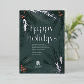 フォイルハッピーホリデイズパインビジネスホリデーカード 箔シーズンカード (立ち正面)