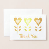 フォイルハートフラワーサンキューグリーティングカード 箔カード (封筒付き正面)