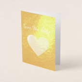 フォイルハート婚約写真の保存日付 箔カード (正面)