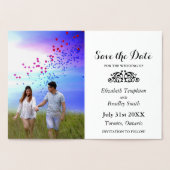 フォイルハート婚約写真の保存日付 箔カード (内部)