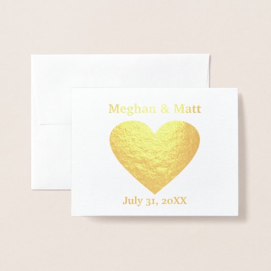 フォイルハート日付カードの保存 箔カード (封筒付き正面)