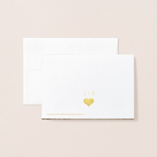 フォイルハート結婚のフォトサンキューカード 箔カード (裏面封筒付き)