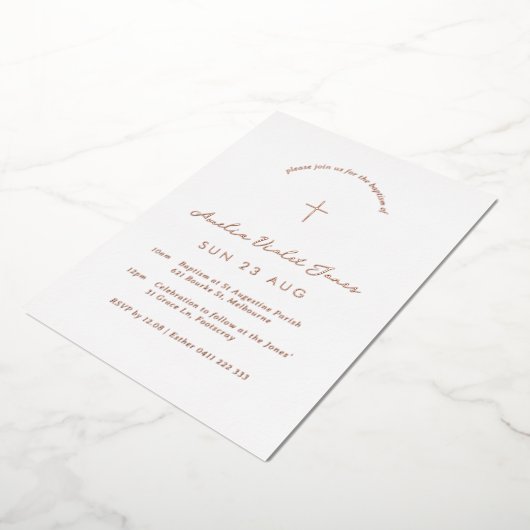 フォイルバプテミニマルィス《キリスト教》洗礼式や命名式クロス招待状 箔招待状 (回転した状態)