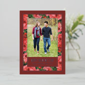 フォイルバラフレームバレンタインデーのフォトカード – マルーン 箔シーズンカード (立ち正面)