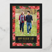 フォイルバラフレームバレンタインデーのフォトカード – 黒 箔シーズンカード (正面)