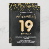 フォイルバルーン 19歳の誕生日パーティー招待状 招待状 (正面/裏面)