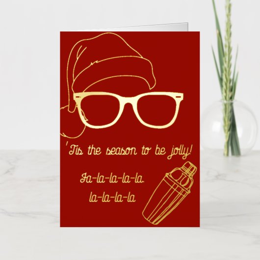 フォイルヒップスターのクリスマスカードとカクテルレシピ 箔グリーティングカード (正面)