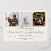 フォイルピネコーンホリデイフォトカード – アンティークホワイト 箔シーズンカード (裏面)