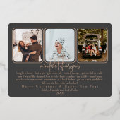 フォイルピネコーンホリデーフォトカード – 木炭 箔シーズンカード (裏面)