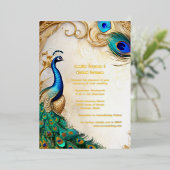 フォイルピーコック高級ヴィンテージアールヌーボーインディアン 箔招待状 (立ち正面)