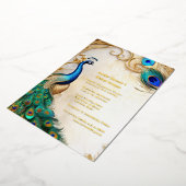 フォイルピーコック高級ヴィンテージアールヌーボーインディアン 箔招待状 (回転した状態)