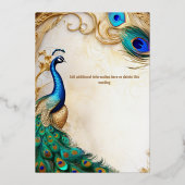 フォイルピーコック高級ヴィンテージアールヌーボーインディアン 箔招待状 (裏面)