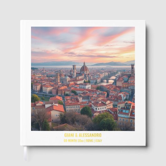 フォイルフィレンツェ水の色イタリア結婚のカップル ゲストブック (正面)