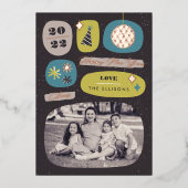 フォイルフェスティバルアイコン新年のホリデーカード – ライム 箔招待状 (正面)