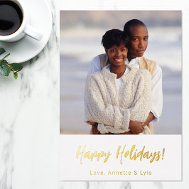 フォイルフォトクリスマスカードテンプレート |ハッピーホリデー 箔シーズンカード