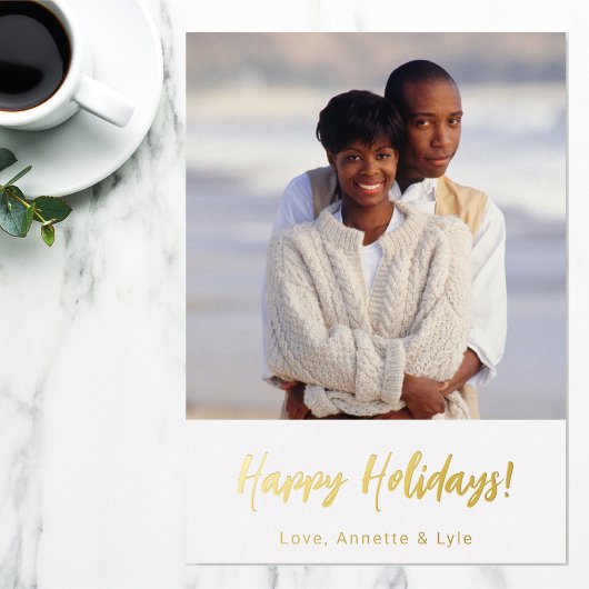 フォイルフォトクリスマスカードテンプレート |ハッピーホリデー 箔シーズンカード